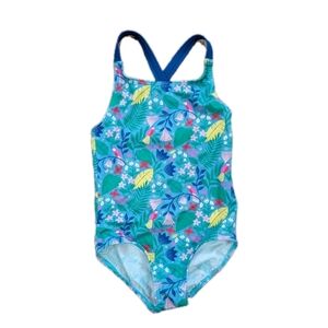 Boden Blue Floral Kids Swim One Piece